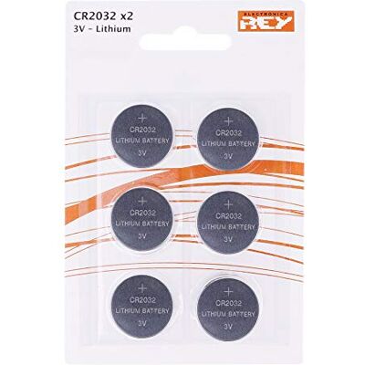 REY Conjunto de 6 Pilhas CR2032 3V Alcalinas, Tipo Botão de Lítio em Blister REY Conjunto de 6 Pilhas CR2032 3V Alcalinas, Tipo Botão de Lítio em Blister
