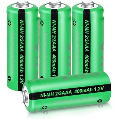 PKCELL Pilhas recarregáveis NIMH 2/3AAA 1,2 V 400 mAh (não é uma pilha AAA) Pacote de 4, baterias para luzes solares, brinquedos, comandos à distância, câmaras e dispositivos portáteis PKCELL Pilhas recarregáveis NIMH 2/3AAA 1,2 V 400 mAh (não é uma pilha AAA) Pacote de 4, baterias para luzes solares, brinquedos, comandos à distância, câmaras e dispositivos portáteis