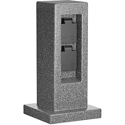 ledscom.de Coluna de tomada para jardim Pock para uso exterior, IP44, 2 vezes, antracite (aspeto de pedra), angular, 30 cm ledscom.de Coluna de tomada para jardim Pock para uso exterior, IP44, 2 vezes, antracite (aspeto de pedra), angular, 30 cm