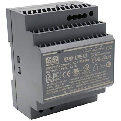 MEAN WELL HDR-100-24 AC-DC Fonte de alimentação para calha DIN ultra fina, CV MEAN WELL HDR-100-24 AC-DC Fonte de alimentação para calha DIN ultra fina, CV
