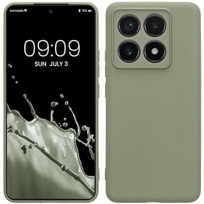 kwmobile Capa compatível com Xiaomi 14T Pro com bordas elevadas Suporta carregamento sem fio Cinza Verde Mate kwmobile Capa compatível com Xiaomi 14T Pro com bordas elevadas Suporta carregamento sem fio Cinza Verde Mate