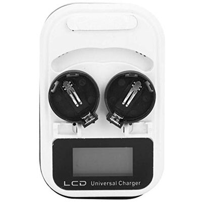 Walfront Carregador de bateria de moedas LIR2016 LIR2025 LIR2032 2 peças com ecrã LCD para baterias recarregáveis lítio 100-240 V tomada UE Walfront Carregador de bateria de moedas LIR2016 LIR2025 LIR2032 2 peças com ecrã LCD para baterias recarregáveis lítio 100-240 V tomada UE