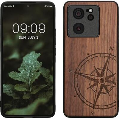 kwmobile Capa compatível com Xiaomi 13T / 13T Pro capa capa de madeira com amortecedor à prova de choque agulha magnética kwmobile Capa compatível com Xiaomi 13T / 13T Pro capa capa de madeira com amortecedor à prova de choque agulha magnética