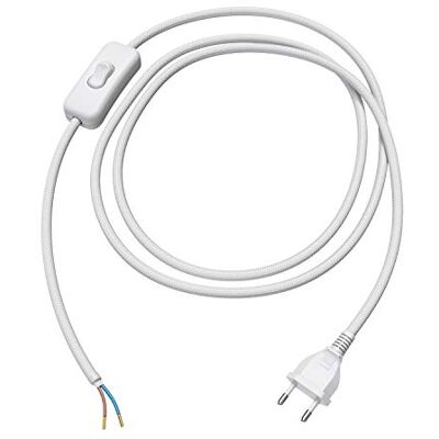 ledscom.de Tomada europeia tipo C com cabo têxtil, interruptor, 2 m, branco, 2 x 0,75 mm² ledscom.de Tomada europeia tipo C com cabo têxtil, interruptor, 2 m, branco, 2 x 0,75 mm²