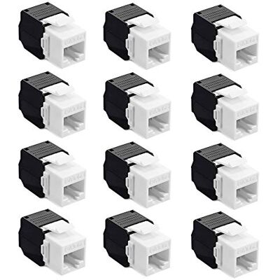 kwmobile 12x Módulo keystone para cabo CAT 6 Conjunto de adaptadores blindados RJ45 conector de metal com largura de banda 1 Gbit/s Ethernet PoE kwmobile 12x Módulo keystone para cabo CAT 6 Conjunto de adaptadores blindados RJ45 conector de metal com largura de banda 1 Gbit/s Ethernet PoE