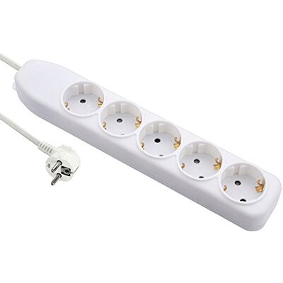 Electraline Extensão de 5 Tomadas, Cabo 3G1 1,5 m, Cor Branco, 1,5M Electraline Extensão de 5 Tomadas, Cabo 3G1 1,5 m, Cor Branco, 1,5M