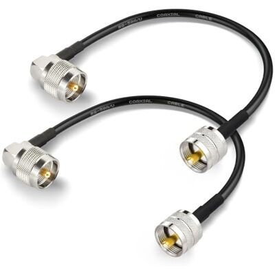 Superbat Cabo RG58 PL259 30 cm-2 pz UHF CB masculino em ângulo reto 50 Ohm, baixa perda, flexível, para antena HF/rádio amador/medidor ROE/ carga falsa/ scanner rádio / walkie talkies Superbat Cabo RG58 PL259 30 cm-2 pz UHF CB masculino em ângulo reto 50 Ohm, baixa perda, flexível, para antena HF/rádio amador/medidor ROE/ carga falsa/ scanner rádio / walkie talkies