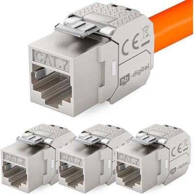 HB-DIGITAL 4 x CAT 7 Keystone Módulo Jack RJ45 conector 1000 MHz 10 Gbit/s totalmente blindado LSA CAT 5e/6/6 A/7 Ethernet LAN cabo HB-DIGITAL 4 x CAT 7 Keystone Módulo Jack RJ45 conector 1000 MHz 10 Gbit/s totalmente blindado LSA CAT 5e/6/6 A/7 Ethernet LAN cabo