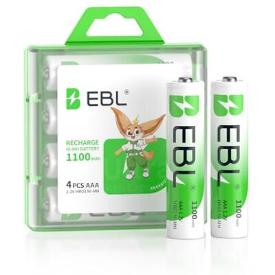 EBL 4 Unidades 1100mAh AAA 1,2V Pilhas Recarregáveis Ni-MH de Alta Capacidade para Brinquedo Flash Comando Telefone Fixo GPS Exterior EBL 4 Unidades 1100mAh AAA 1,2V Pilhas Recarregáveis Ni-MH de Alta Capacidade para Brinquedo Flash Comando Telefone Fixo GPS Exterior