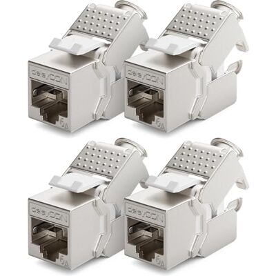 deleyCON 4x Módulo Keystone CAT 6a Jack STP Completamente Blindado Tomada RJ45 Instalação Montagem Snap-IN 500MHz 10GBit/s deleyCON 4x Módulo Keystone CAT 6a Jack STP Completamente Blindado Tomada RJ45 Instalação Montagem Snap-IN 500MHz 10GBit/s