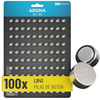 ABSINA 100x pilhas LR41 botão AG3-1,5 V, alcalina, à prova de fugas e de longa duração LR736 / L736 / L736F / G3 / 192 / GP192 / RW87 Pilhas para termómetro digital, pilhas AG3, bateria LR41 ABSINA 100x pilhas LR41 botão AG3-1,5 V, alcalina, à prova de fugas e de longa duração LR736 / L736 / L736F / G3 / 192 / GP192 / RW87 Pilhas para termómetro digital, pilhas AG3, bateria LR41