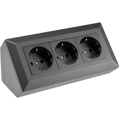 ChiliTec Caixa de tomadas tripla, antracite, máximo 16 A/3600 W, montagem em superfície ChiliTec Caixa de tomadas tripla, antracite, máximo 16 A/3600 W, montagem em superfície