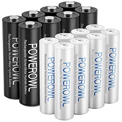 POWEROWL 16 Peças pilhas recarregáveis AA e AAA, alta capacidade 8 x pilhas recarregáveis AA 2800 mAh e 8 x pilhas recarregáveis AAA 1000 mAh 1,2 V Ni-MH pilhas POWEROWL 16 Peças pilhas recarregáveis AA e AAA, alta capacidade 8 x pilhas recarregáveis AA 2800 mAh e 8 x pilhas recarregáveis AAA 1000 mAh 1,2 V Ni-MH pilhas