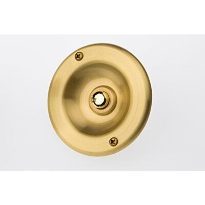 HUBER Botão de campainha embutida de latão redondo, 1 compartimento, campainha, para porta de casa, de latão, interruptor de campainha, escovado HUBER Botão de campainha embutida de latão redondo, 1 compartimento, campainha, para porta de casa, de latão, interruptor de campainha, escovado