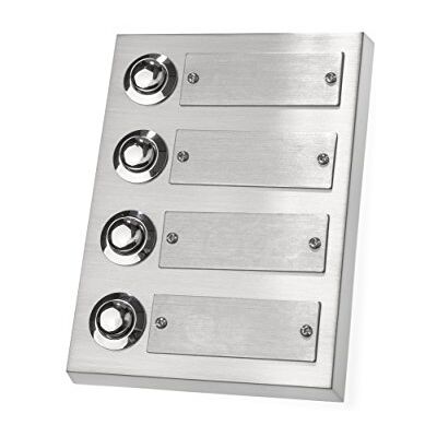 HUBER Botão de campainha de superfície de metal com placa de identificação campainha de superfície I botão de latão cromado campainha porta frontal HUBER Botão de campainha de superfície de metal com placa de identificação campainha de superfície I botão de latão cromado campainha porta frontal