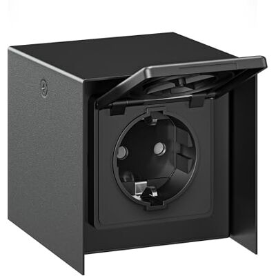 ledscom.de Base de tomada para exteriores STEDDA de 1 dobra, IP44, aço inoxidável preto, bases de tomada para jardim, terraço e exteriores ledscom.de Base de tomada para exteriores STEDDA de 1 dobra, IP44, aço inoxidável preto, bases de tomada para jardim, terraço e exteriores