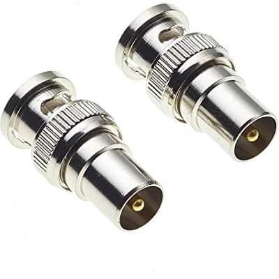 Keple Adaptador de tomada BNC para coaxial de TV, corpo de latão niquelado acoplador macho adaptador reto Jack adaptadores para vídeo CCTV embalagem de 2 Keple Adaptador de tomada BNC para coaxial de TV, corpo de latão niquelado acoplador macho adaptador reto Jack adaptadores para vídeo CCTV embalagem de 2
