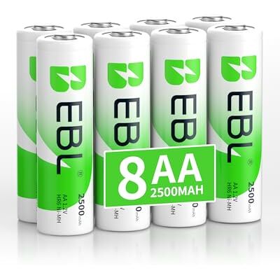 EBL 8 pilhas AA recarregáveis 2500mAh Ni-MH ProCyco com 1200 Tech pré-carregadas EBL 8 pilhas AA recarregáveis 2500mAh Ni-MH ProCyco com 1200 Tech pré-carregadas