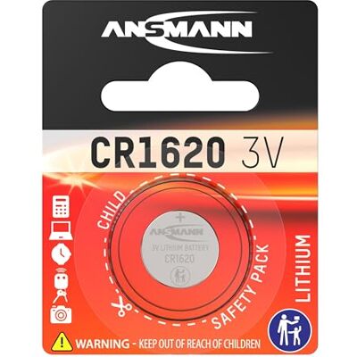 Ansmann 5020072 CR 1620 Pilhas de botão em blister, bateria de lítio 3V Ansmann 5020072 CR 1620 Pilhas de botão em blister, bateria de lítio 3V