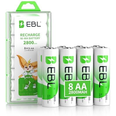 EBL 2800 mAh AA de alta capacidade Ni-MH ProCyco com pilhas recarregáveis de 1200 Tech de 1,2 V para equipamentos domésticos com estojos de armazenamento (8 peças) EBL 2800 mAh AA de alta capacidade Ni-MH ProCyco com pilhas recarregáveis de 1200 Tech de 1,2 V para equipamentos domésticos com estojos de armazenamento (8 peças)