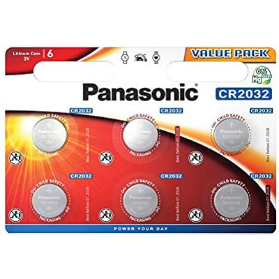 Corp. Panasonic CR2032 Pilha botão de lítio 3V, 225 mAh, blister de 6 Corp. Panasonic CR2032 Pilha botão de lítio 3V, 225 mAh, blister de 6