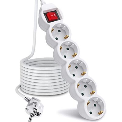 EXTRASTAR Extensão elétrica de 1,5 Metros com 5 tomadas e Interruptor Branco EXTRASTAR Extensão elétrica de 1,5 Metros com 5 tomadas e Interruptor Branco