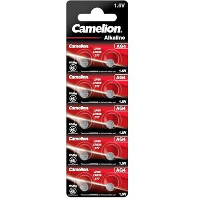 Camelion Pilhas alcalinas de botão (12001004) de , AG4, LR66, LR626, 377, pack de 10 sem mercúrio 10 unidades Camelion Pilhas alcalinas de botão (12001004) de , AG4, LR66, LR626, 377, pack de 10 sem mercúrio 10 unidades