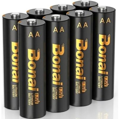 BONAI Pilas de Litio AA(No Recargables) Paquete de 8 1,5V Larga Duración Bateria de lítio AA à prova de fugas para brinquedos, câmaras digitais, desportos e atividades ao ar livre BONAI Pilas de Litio AA(No Recargables) Paquete de 8 1,5V Larga Duración Bateria de lítio AA à prova de fugas para brinquedos, câmaras digitais, desportos e atividades ao ar livre
