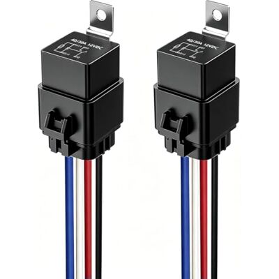 Gebildet 2 peças 40/30A interruptor de relé à prova de água 12 AWG conjunto de arnês com díodo incorporado 12 V CC 4 pinos SPST relés automóveis cabos quentes Gebildet 2 peças 40/30A interruptor de relé à prova de água 12 AWG conjunto de arnês com díodo incorporado 12 V CC 4 pinos SPST relés automóveis cabos quentes