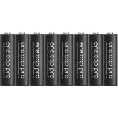 Panasonic Eneloop Pro Pilhas recarregáveis AA/Mignon, 8 unidades (2 embalagens de 4), capacidade mínima. 2500 mAh, pilhas Ni-MH, prontas a usar, recarregáveis até 500 vezes, sem plástico, cor preta Panasonic Eneloop Pro Pilhas recarregáveis AA/Mignon, 8 unidades (2 embalagens de 4), capacidade mínima. 2500 mAh, pilhas Ni-MH, prontas a usar, recarregáveis até 500 vezes, sem plástico, cor preta