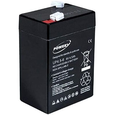 Powery Bateria de gel para empilhadeiras SAI 6V 4,5 Ah (também substitui 4 Ah 5 Ah) Powery Bateria de gel para empilhadeiras SAI 6V 4,5 Ah (também substitui 4 Ah 5 Ah)