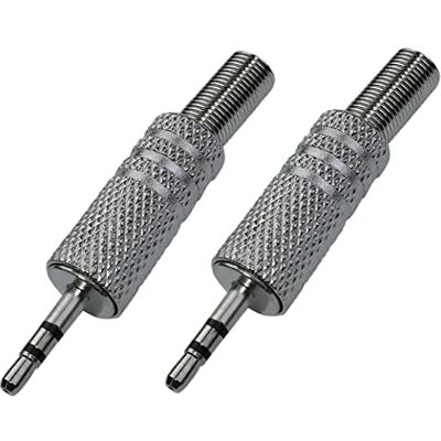 AERZETIX C53624 Conjunto de 2 jacks/tomadas/conectores 2,5 mm macho estéreo com mola protetor de cabo para soldagem, comprimento 44 mm prata AERZETIX C53624 Conjunto de 2 jacks/tomadas/conectores 2,5 mm macho estéreo com mola protetor de cabo para soldagem, comprimento 44 mm prata