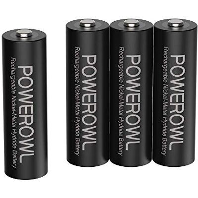 POWEROWL Pilhas recarregáveis AA de alta capacidade 2800mAh 1,2V Pilha AA recarregável NI-MH Diâmetro 14,4mm Baixa autodescarga (Pré-carregadas 4 peças) POWEROWL Pilhas recarregáveis AA de alta capacidade 2800mAh 1,2V Pilha AA recarregável NI-MH Diâmetro 14,4mm Baixa autodescarga (Pré-carregadas 4 peças)