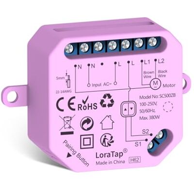 LoraTap Interruptor para persianas e cortinas: Módulo de controlo de relés ZigBee compatível com Alexa, controlo por voz, aplicação Smart Life, temporizador, requer ZigBee Hub, 380 W LoraTap Interruptor para persianas e cortinas: Módulo de controlo de relés ZigBee compatível com Alexa, controlo por voz, aplicação Smart Life, temporizador, requer ZigBee Hub, 380 W