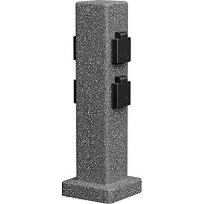 ledscom.de Coluna de tomada para jardim Pock para uso exterior, IP44, 4 vezes, antracite (aspeto de pedra), angular, 40 cm ledscom.de Coluna de tomada para jardim Pock para uso exterior, IP44, 4 vezes, antracite (aspeto de pedra), angular, 40 cm