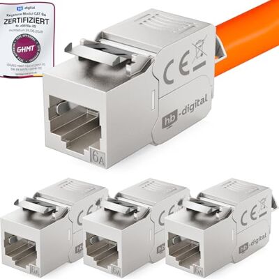 HB-DIGITAL 4 x CAT 6A Keystone módulo Jack RJ45 conector RJ45 500 MHz 10 Gbit/s totalmente blindado LSA Ethernet LAN cabo CAT 6 HB-DIGITAL 4 x CAT 6A Keystone módulo Jack RJ45 conector RJ45 500 MHz 10 Gbit/s totalmente blindado LSA Ethernet LAN cabo CAT 6