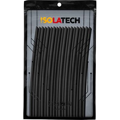 ISOLATECH tubo termoretátil 3:1 conjunto sem adesivo preto Ø 6 mm 3,8 metros em 19 unidades x 20 cm para acessórios USB cabo isolamento UV resistente sem etiquetar reparação ISOLATECH tubo termoretátil 3:1 conjunto sem adesivo preto Ø 6 mm 3,8 metros em 19 unidades x 20 cm para acessórios USB cabo isolamento UV resistente sem etiquetar reparação
