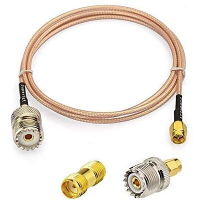 Superbat Cabo SMA macho para UHF SO239 RG316 1m 50 Ohm com kit 2 Baixa perda, flexível, alta resistência à temperatura, para VNA/analisador de antena / rádio amador / medidor ROE/ carga Superbat Cabo SMA macho para UHF SO239 RG316 1m 50 Ohm com kit 2 Baixa perda, flexível, alta resistência à temperatura, para VNA/analisador de antena / rádio amador / medidor ROE/ carga