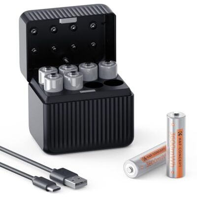 K&F CONCEPT Pilhas AA lítio recarregáveis 3600 mWh 1,5 V 8 unidades Pilhas AA lítio recarregáveis, 3600 mWh, 1,5 V constantes, 1600 ciclos, carregamento rápido 3,5 h, caixa de armazenamento K&F CONCEPT Pilhas AA lítio recarregáveis 3600 mWh 1,5 V 8 unidades Pilhas AA lítio recarregáveis, 3600 mWh, 1,5 V constantes, 1600 ciclos, carregamento rápido 3,5 h, caixa de armazenamento