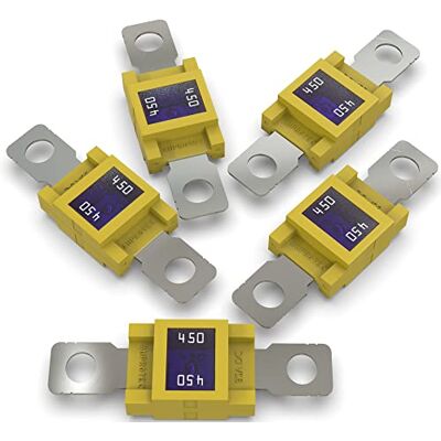 AUPROTEC Fusível MEGA FuSJFS de alta corrente aparafusáveis 80A 500A seleção: 450A Ampere amarelo, 5 peças AUPROTEC Fusível MEGA FuSJFS de alta corrente aparafusáveis 80A 500A seleção: 450A Ampere amarelo, 5 peças