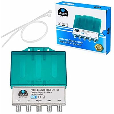 HB-DIGITAL DiseqC Interruptor com capa resistente às intempéries (Full HDTV, 3D, 4K, UHD) HB-DIGITAL DiseqC Interruptor com capa resistente às intempéries (Full HDTV, 3D, 4K, UHD)