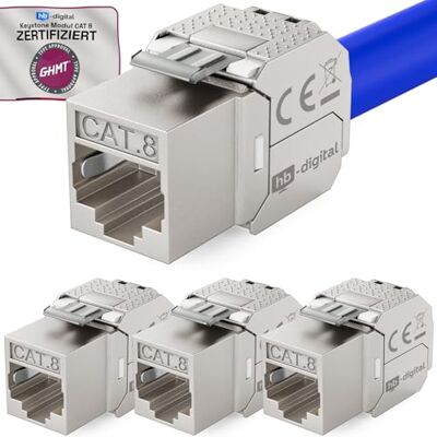 HB-DIGITAL 4 x CAT 8.1 Keystone módulo Jack RJ45 Ethernet 2000 MHz 40 Gbit totalmente blindado Cat 6 Cat 7 Cat 8 STP Ethernet LAN cabo HB-DIGITAL 4 x CAT 8.1 Keystone módulo Jack RJ45 Ethernet 2000 MHz 40 Gbit totalmente blindado Cat 6 Cat 7 Cat 8 STP Ethernet LAN cabo