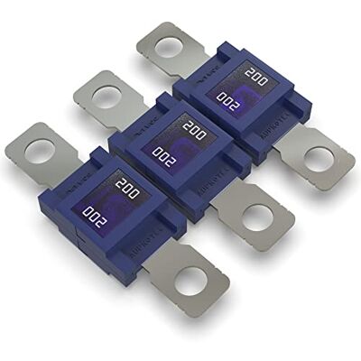 AUPROTEC Fusível MEGA FuSJFS de alta corrente aparafusáveis 80A 500A seleção: 200A Ampere blu, 3 peças AUPROTEC Fusível MEGA FuSJFS de alta corrente aparafusáveis 80A 500A seleção: 200A Ampere blu, 3 peças