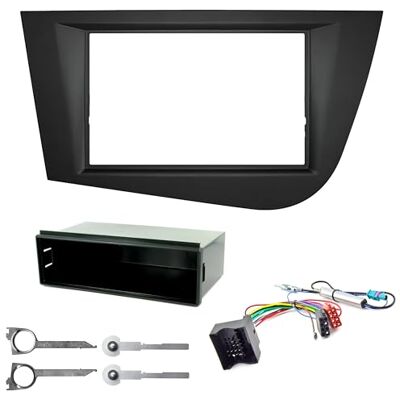 sound-way Kit de montagem automática, moldura 1 DIN / 2 DIN rádio para carro, adaptador compatível com Seat Leon II (Typ 1P) 2005-2012 sound-way Kit de montagem automática, moldura 1 DIN / 2 DIN rádio para carro, adaptador compatível com Seat Leon II (Typ 1P) 2005-2012