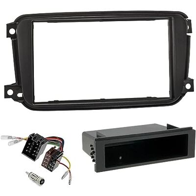 sound-way Kit de montagem automática, moldura 1 DIN / 2 DIN rádio para carro, adaptador compatível com Smart Fortwo 451 Facelift 2010-2015 sound-way Kit de montagem automática, moldura 1 DIN / 2 DIN rádio para carro, adaptador compatível com Smart Fortwo 451 Facelift 2010-2015