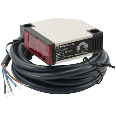 Heschen , interruptor fotoelétrico, E3JK-R4M1, 90-250 V CA, tipo iluminado, distância de deteção 4 m, com painel refletor Heschen , interruptor fotoelétrico, E3JK-R4M1, 90-250 V CA, tipo iluminado, distância de deteção 4 m, com painel refletor