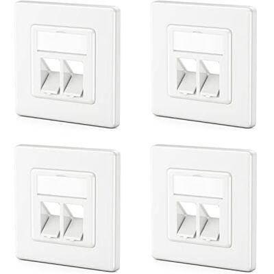 deleyCON 4 x Caixa de conexões LAN de 2 portas conector de dados incrustado para módulos Keystone inclinados 45° para módulos Keystone com p.e. Conector RJ45 coaxial RJ-11 entrada Cinch Toslink PS2 deleyCON 4 x Caixa de conexões LAN de 2 portas conector de dados incrustado para módulos Keystone inclinados 45° para módulos Keystone com p.e. Conector RJ45 coaxial RJ-11 entrada Cinch Toslink PS2