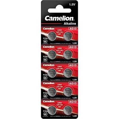 Camelion pilhas botão alcalina AG13/LR44//357/SR44W/GP76A/G13 1,5 V 0% mercúrio/HG gratuito 10 ampolas Camelion pilhas botão alcalina AG13/LR44//357/SR44W/GP76A/G13 1,5 V 0% mercúrio/HG gratuito 10 ampolas