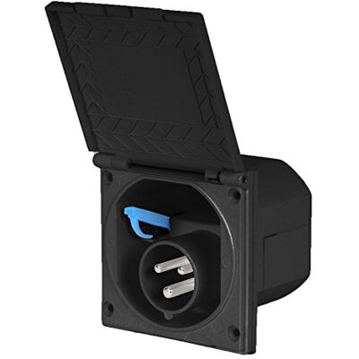 wamovo Ha ba CEE tomada de exterior preta contra salpicos de água, 200 – 240 V, 16 A, 3 pinos IP44 wamovo Ha ba CEE tomada de exterior preta contra salpicos de água, 200 – 240 V, 16 A, 3 pinos IP44