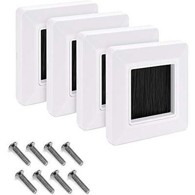 kwmobile 4X Placa de parede com escova cobertura oculta para tapar cabos orifícios e cabos conjunto de cabos para tomada europeia branco kwmobile 4X Placa de parede com escova cobertura oculta para tapar cabos orifícios e cabos conjunto de cabos para tomada europeia branco